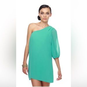 Lulus One Shoulder Sea Green Dress